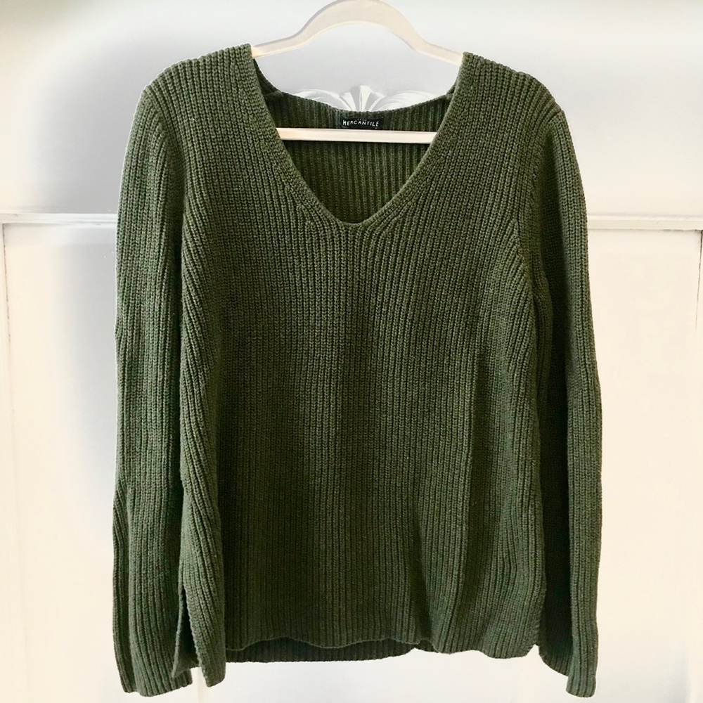 J. Crew Women’s Green Oversized V-neck Sweater